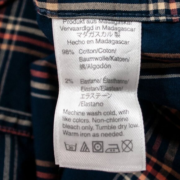 J Crew Mercantile Flex Button Down Shirt Mens M Blue Plaid Long Sleeve Slim L12X - Picture 5 of 5